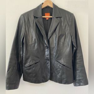 Leather Jacket two front Buttons Size Medium Classic Timeless Luxury